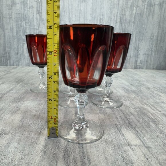 Six (6) Cristal d'Arques Durand Gothic Ruby Red Wine Cordial Glasses - Picture 8 of 10